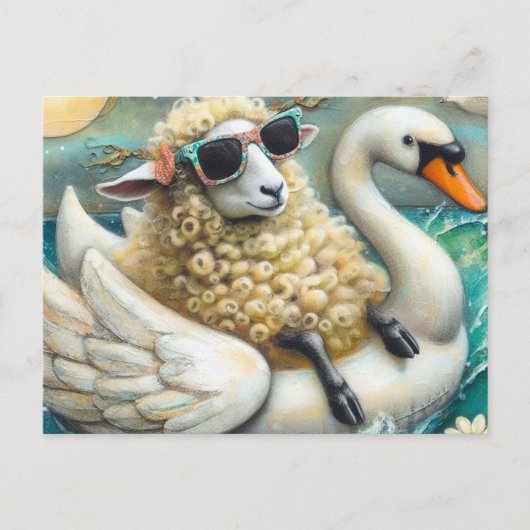 Schattigee schapenzwaan Floatie Briefkaart (Voorkant)