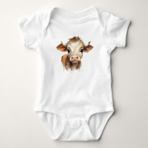 Schattigee Schattige Baby Koe Kalf met Grote Hoofd Romper