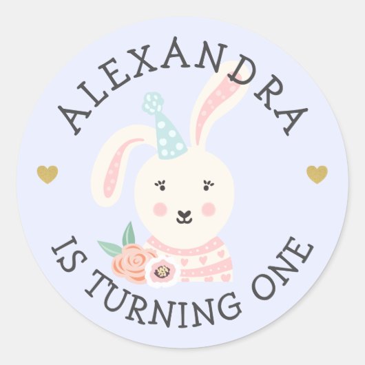 Schattigee Schattige Baby Konijn Partij Dier Ronde Sticker (Voorkant)