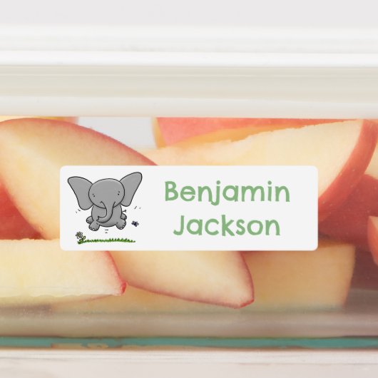 Schattigee schattige baby olifant cartoon geperson labels (Aangebracht)