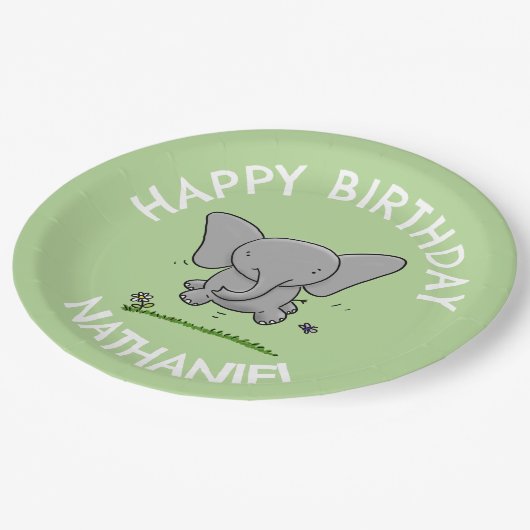 Schattigee schattige baby olifant gepersonaliseerd papieren bordje (Gekanteld)