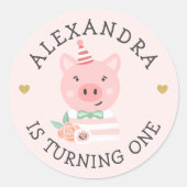 Schattigee Schattige baby Piggy Party Animal Ronde Sticker (Voorkant)