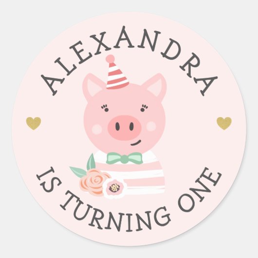 Schattigee Schattige baby Piggy Party Animal Ronde Sticker (Voorkant)