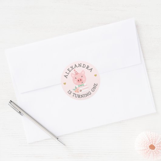 Schattigee Schattige baby Piggy Party Animal Ronde Sticker (Envelop)
