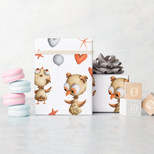 Schattigee Schattige Baby Uil Kinderen Cadeaupapier (Baby Shower)