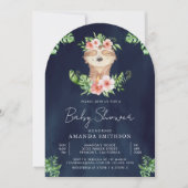 Schattigee Schattige Bloemen Luiaard Meisje Navy B Kaart (Voorkant)