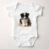Schattigee Schattige Border Collie Puppy Dog Romper (Voorkant)