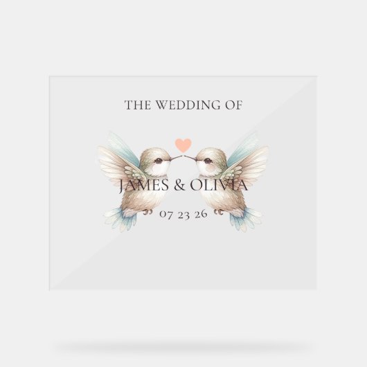 Schattigee Schattige bruiloft kolibrie Acryl Bord (Voorkant)