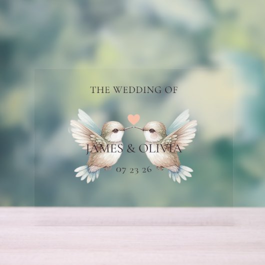 Schattigee Schattige bruiloft kolibrie Acryl Bord (Neutraal)