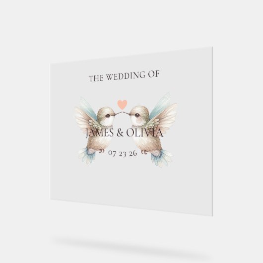 Schattigee Schattige bruiloft kolibrie Acryl Bord (Hoek)