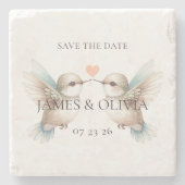 Schattigee Schattige bruiloft Save the Date Stone  Stenen Onderzetter (Voorkant)