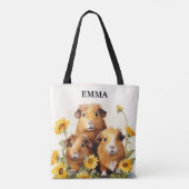 Schattigee Schattige cavia's met bloemen Custom Na Tote Bag (Achterkant)