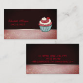 Schattigee Schattige Elegante Cupcake Cherry Bakke Visitekaartje (Voorkant / Achterkant)