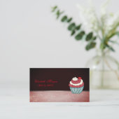 Schattigee Schattige Elegante Cupcake Cherry Bakke Visitekaartje (Staand voorkant)