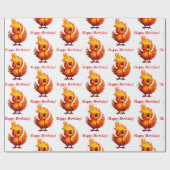 Schattigee Schattige Fiery Cartoon Baby Phoenix Cadeaupapier (Vlak)