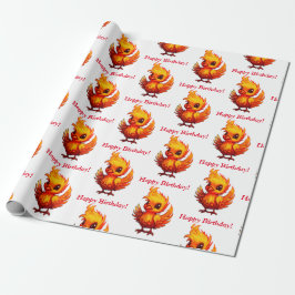 Schattigee Schattige Fiery Cartoon Baby Phoenix Cadeaupapier