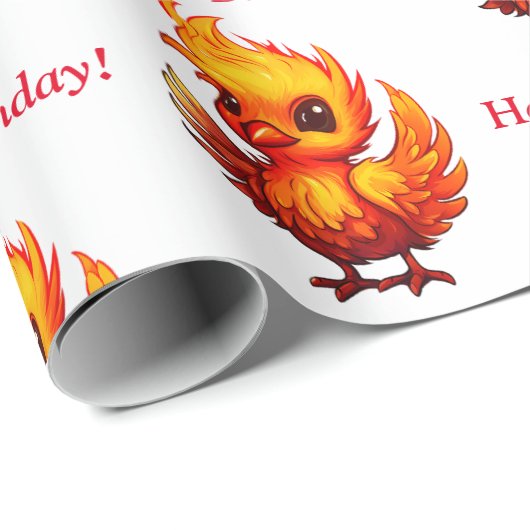 Schattigee Schattige Fiery Cartoon Baby Phoenix Cadeaupapier (Rol Hoek)