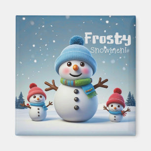 Schattigee Schattige Frosty Sneeuwmannen in Koude  Magneet
