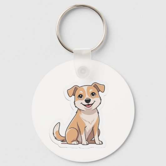 Schattigee Schattige glimlachende zwerfhond Sleutelhanger (Voorkant)