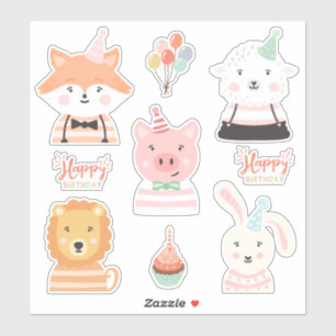 Schattigee Schattige Happy Birthday Party-dieren Sticker