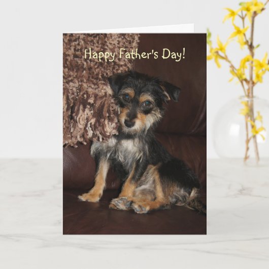 Schattigee, Schattige hond Vaderdag Kaart (Gele Bloem)