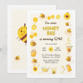 Schattigee schattige Honingbij thema 1e verjaardag Kaart (Voorkant / Achterkant)