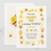 Schattigee schattige Honingbij thema 3e verjaardag Kaart (Voorkant / Achterkant)