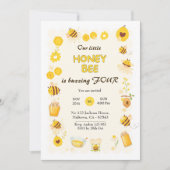 Schattigee schattige Honingbij thema 4e verjaardag Kaart (Voorkant)