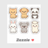 Schattigee schattige kawaii dieren sticker set (Vel)