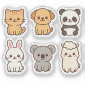 Schattigee schattige kawaii dieren sticker set (Voorkant)