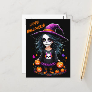 Schattigee Schattige Kawaii Halloween Witch Briefkaart