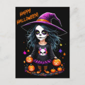 Schattigee Schattige Kawaii Halloween Witch Briefkaart (Voorkant)