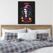 Schattigee Schattige Kawaii Halloween Witch Canvas Afdruk (Insitu (Slaapkamer))