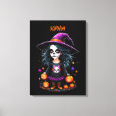 Schattigee Schattige Kawaii Halloween Witch Canvas Afdruk (Voorkant)