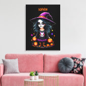 Schattigee Schattige Kawaii Halloween Witch Canvas Afdruk (Insitu (Woonkamer))