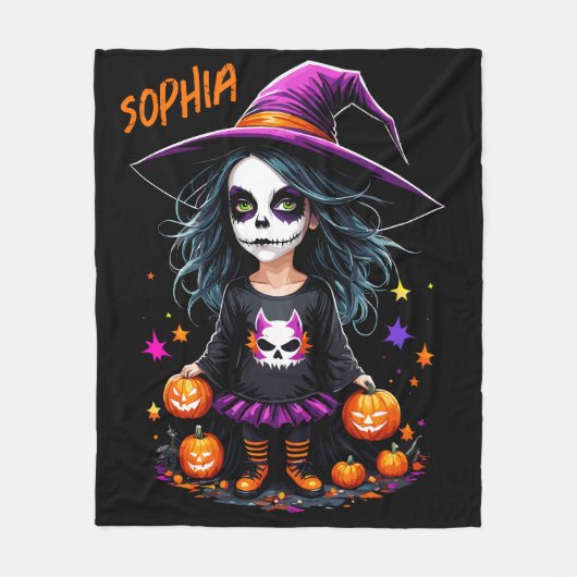 Schattigee Schattige Kawaii Halloween Witch Fleece Deken (Voorkant)