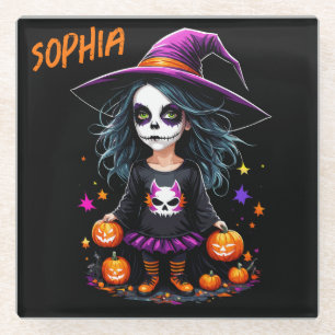 Schattigee Schattige Kawaii Halloween Witch Glazen Onderzetter