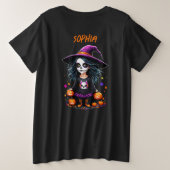 Schattigee Schattige Kawaii Halloween Witch Grote Maat T-shirt (Design achterkant)