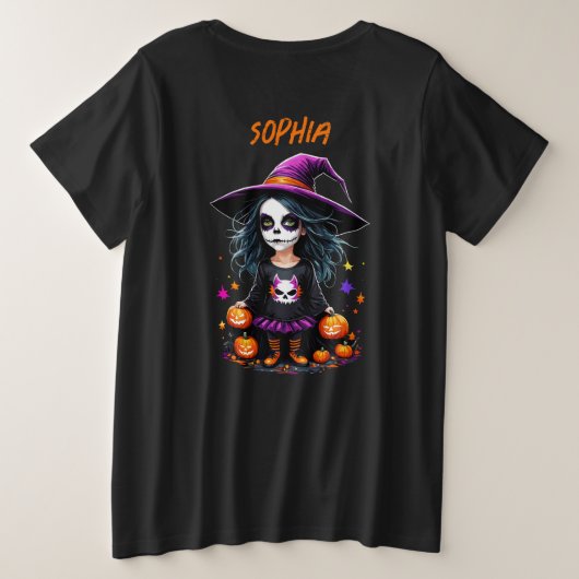 Schattigee Schattige Kawaii Halloween Witch Grote Maat T-shirt (Design achterkant)