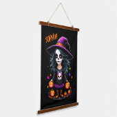 Schattigee Schattige Kawaii Halloween Witch Hangend Wandkleed (Gebogen)