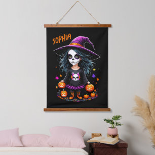 Schattigee Schattige Kawaii Halloween Witch Hangend Wandkleed