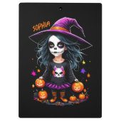 Schattigee Schattige Kawaii Halloween Witch Klembord (Achterkant)