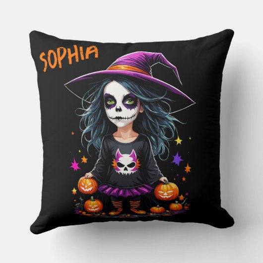 Schattigee Schattige Kawaii Halloween Witch Kussen (Achterkant)