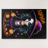 Schattigee Schattige Kawaii Halloween Witch Legpuzzel (Horizontaal)
