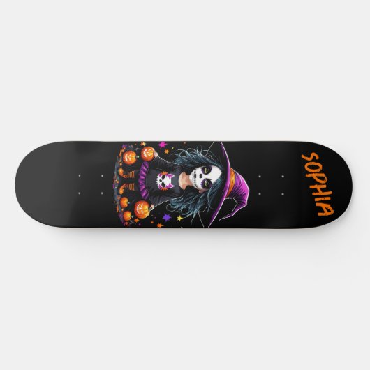Schattigee Schattige Kawaii Halloween Witch Persoonlijk Skateboard (Horizontaal)