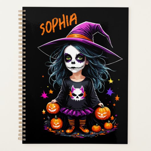 Schattigee Schattige Kawaii Halloween Witch Planner (Voorkant)
