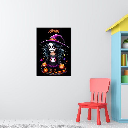 Schattigee Schattige Kawaii Halloween Witch Poster (Kinderkamer 1)