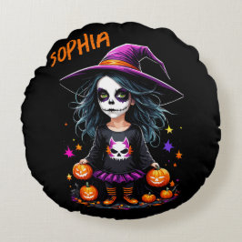 Schattigee Schattige Kawaii Halloween Witch Rond Kussen