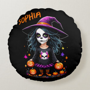 Schattigee Schattige Kawaii Halloween Witch Rond Kussen