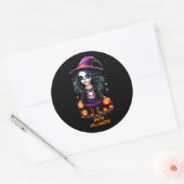Schattigee Schattige Kawaii Halloween Witch Ronde Sticker (Envelop)
